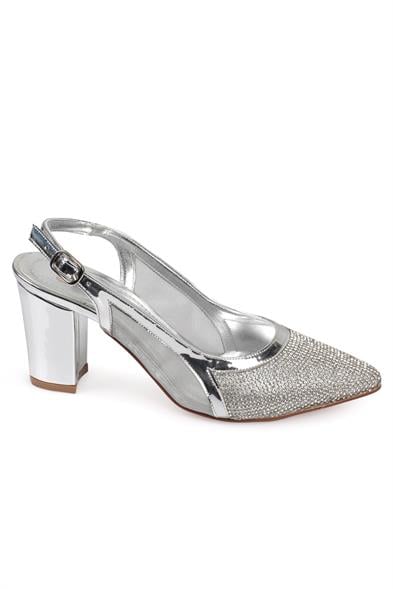 Capone Ola 750 Women Silver Heel Cristal Embellished Netted Slingback Shoes image 4