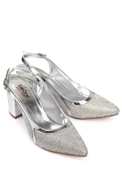 Capone Ola 750 Women Silver Heel Cristal Embellished Netted Slingback Shoes image 5
