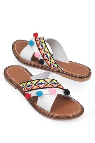 Capone Mada 8084 Genuine Leather Cross Band Women White Sandals image 5