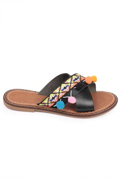 Capone Mada 8084 Genuine Leather Cross Band Women Black Sandals image 4