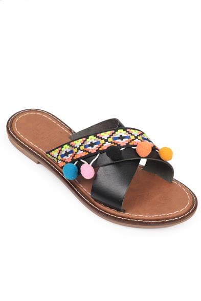 Capone Mada 8084 Genuine Leather Cross Band Women Black Sandals image 3