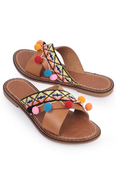 Capone Mada 8084 Genuine Leather Cross Band Women Tan Sandals image 5
