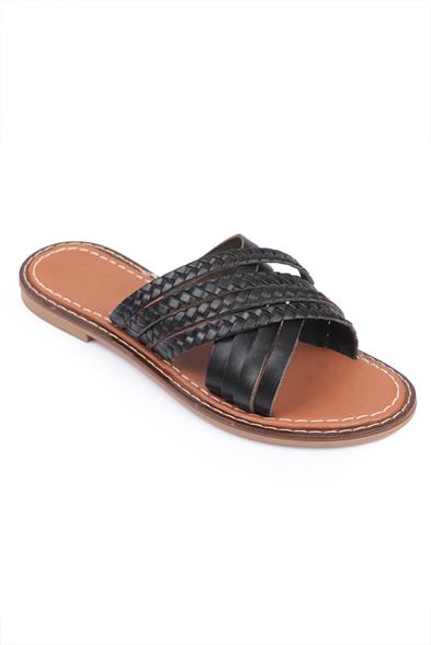 Capone Maddy 8098 Genuine Leather Cross Band Women Black Sandals image 3