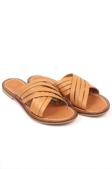 Capone Maddy 8098 Genuine Leather Cross Band Women Tan Sandals image 3