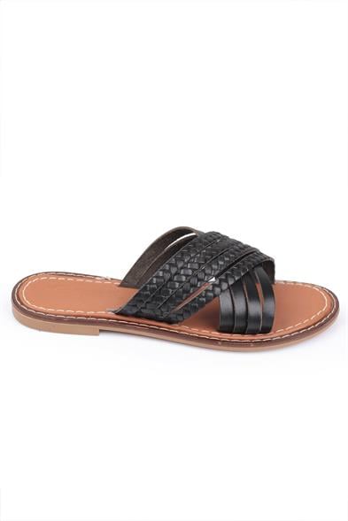 Capone Maddy 8098 Genuine Leather Cross Band Women Black Sandals image 4