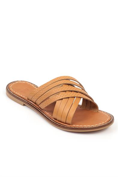 Capone Maddy 8098 Genuine Leather Cross Band Women Tan Sandals image 1