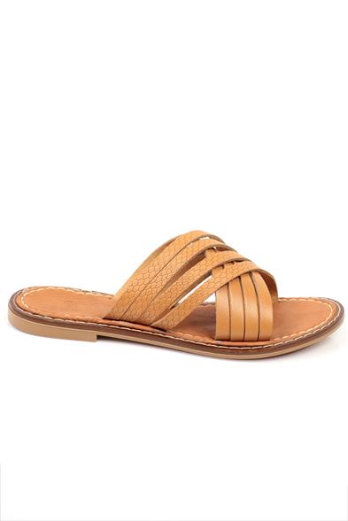 Capone Maddy 8098 Genuine Leather Cross Band Women Tan Sandals image 2