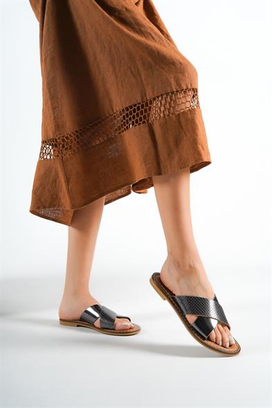 Capone 881 Genuine Leather Cross Band Women Platinum Sandals image 6