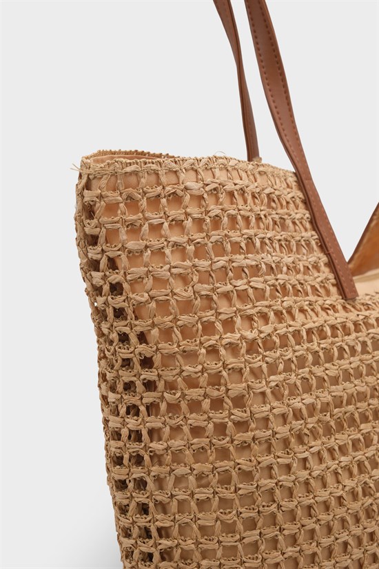 Capone Alicante Raffia Look Mesh Women Mink Tote Bag image 4