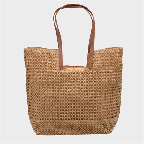 Capone Alicante Raffia Look Mesh Women Mink Tote Bag image 2