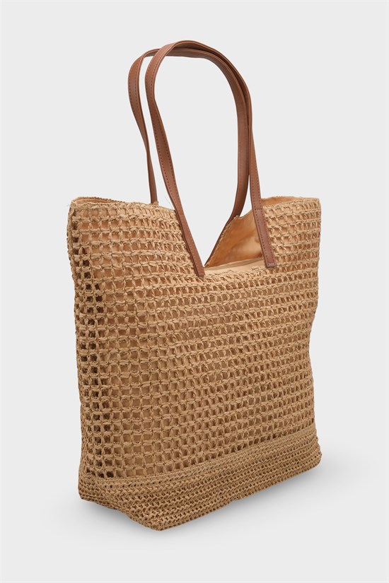 Capone Alicante Raffia Look Mesh Women Mink Tote Bag image 3