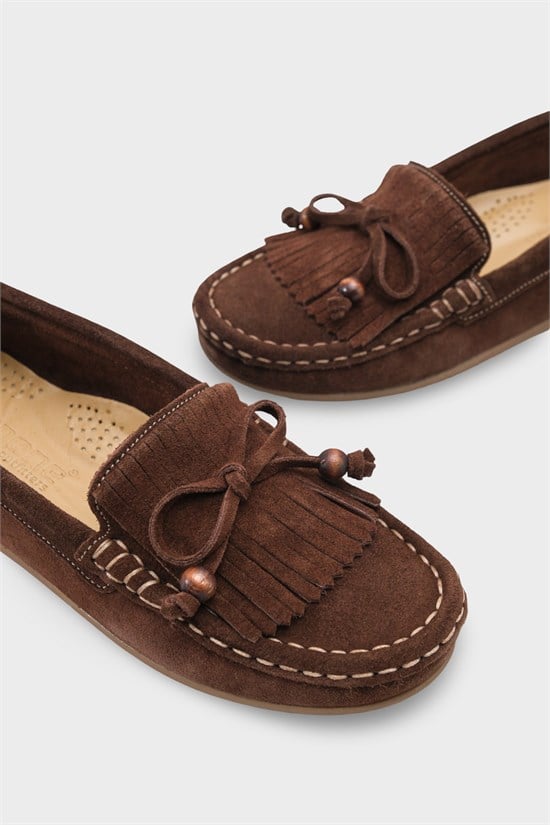 Capone Almir Genuine Leather Suede Beaded Tassel Comfort Women Brown Loafer image 3