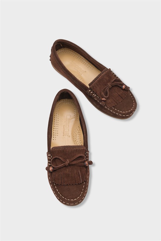 Capone Almir Genuine Leather Suede Beaded Tassel Comfort Women Brown Loafer image 6