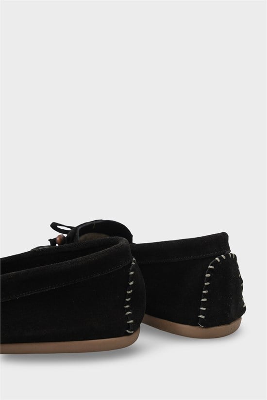 Capone Almir Genuine Leather Suede Beaded Tassel Comfort Women Black Loafer image 5