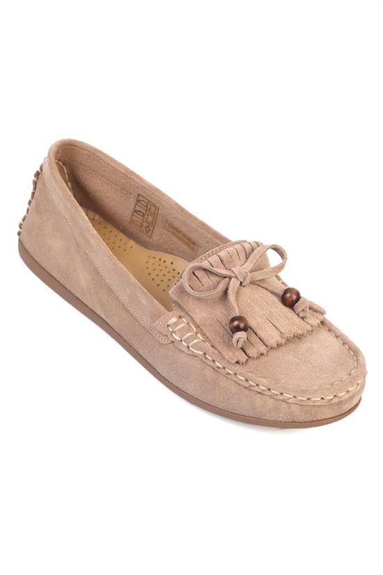 Capone Almir Genuine Leather Suede Beaded Tassel Comfort Women Sand Loafer
