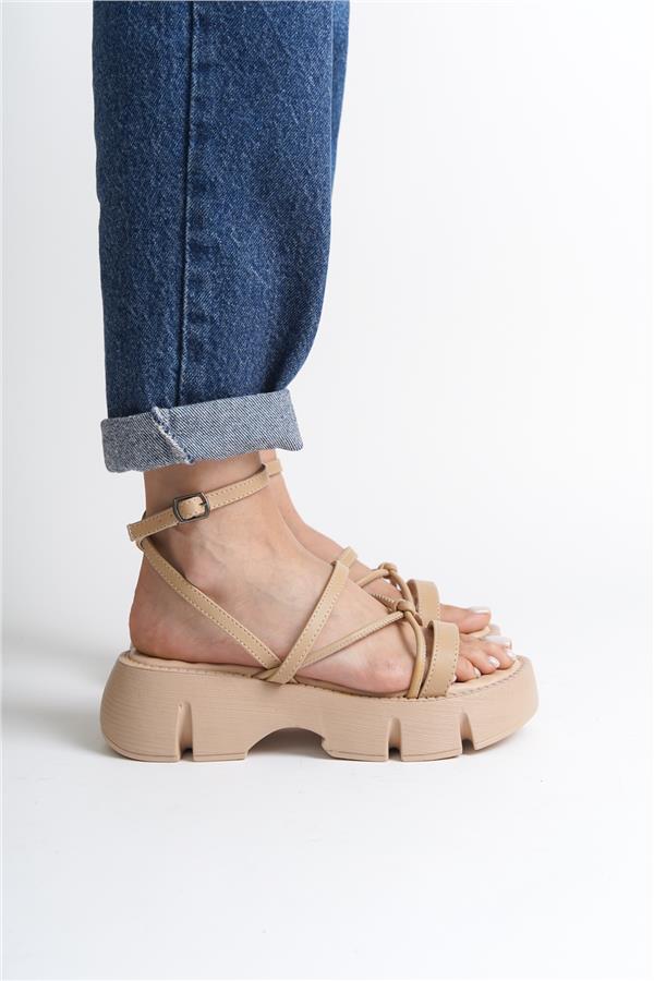 Capone Amy Thick Sole Ankle Band Comfort Sole Women Beige Sandals image 2