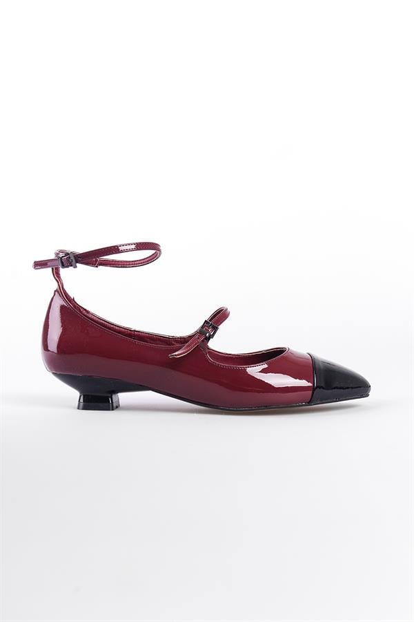 Capone Ankle-Strap Short-Heeled Women Burgundy Shoes image 5