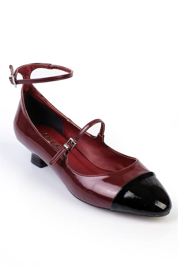Capone Ankle-Strap Short-Heeled Women Burgundy Shoes image 1