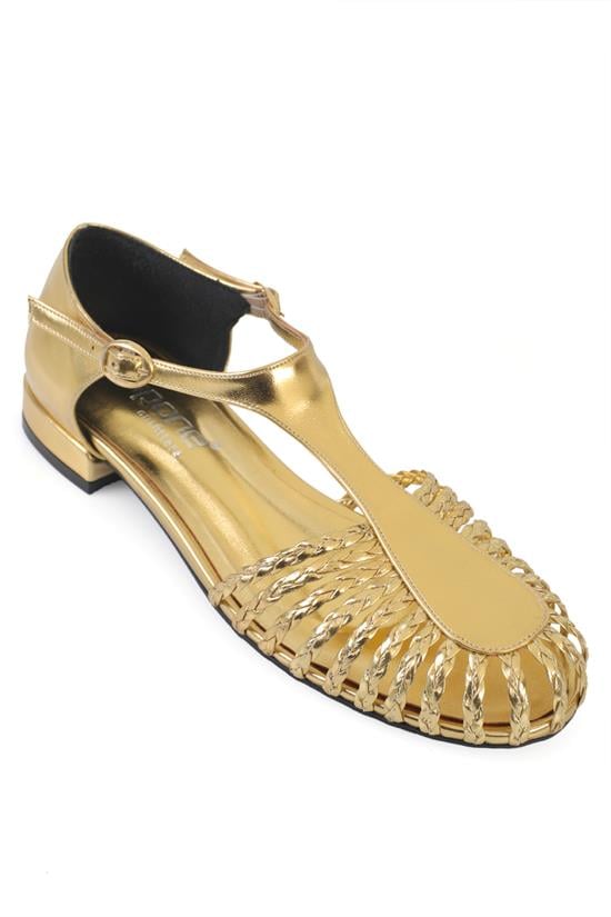 Capone Arleen Woven Low Heel Women Gold Ballet Flat