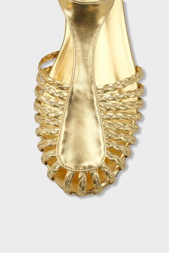Capone Arleen Woven Low Heel Women Gold Ballet Flat image 4