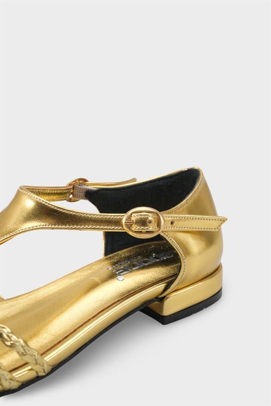 Capone Arleen Woven Low Heel Women Gold Ballet Flat image 5