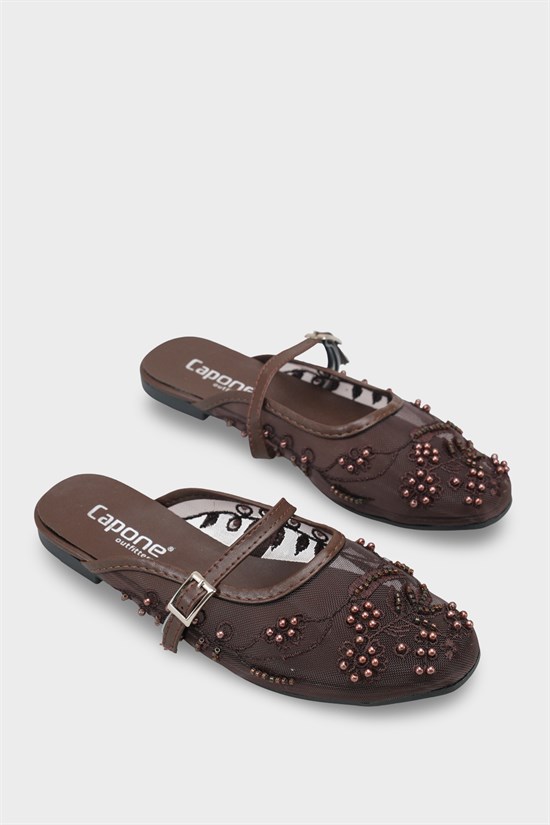 Capone Avie Lace Mesh Embroidered Women  Mule image 3
