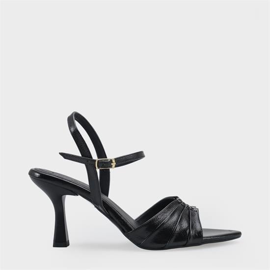 Capone  Belvia Pointed Toe Metallic Ankle Strap Mid Heel Women Black Shoe image 3