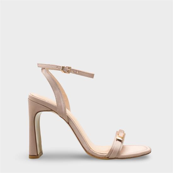 Capone Bessy Square Toe High Heel Metal Accessory Ankle Strap Women Satin Mink Shoe image 2