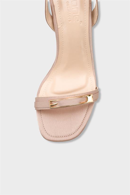 Capone Bessy Square Toe High Heel Metal Accessory Ankle Strap Women Satin Mink Shoe image 4