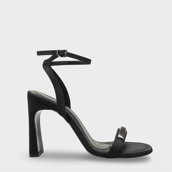 Capone Bessy Square Toe High Heel Metal Accessory Ankle Strap Women Satin Black Shoe image 2