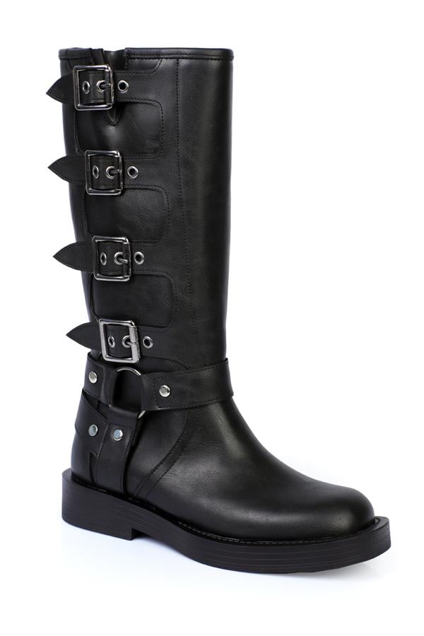 Capone Biker Zippered Women Black Boots