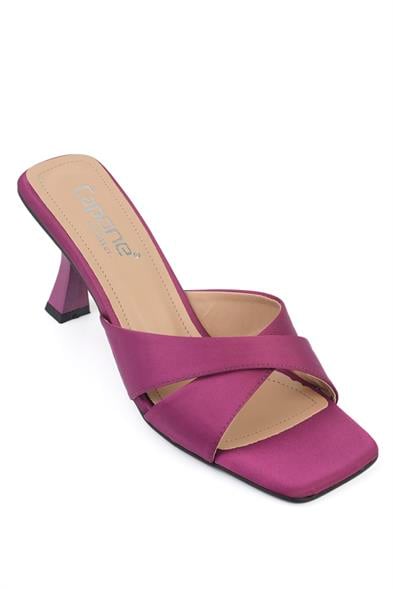 Capone Blunt Toe Cross Band Hourglass Heel Satin Woman Sandals image 1