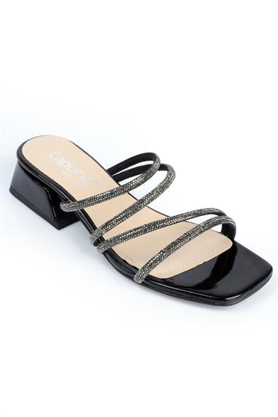 Capone Lindsy Blunt Toe Crystal Embellished Bantlı Low Heel Rugan Woman Sandals image 5