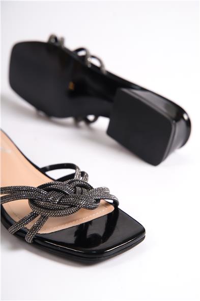 Capone Lisa Blunt Toe Crystal Embellished Wide Braided Band Low Heel Rugan Woman Sandals image 5