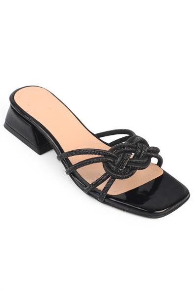 Capone Lisa Blunt Toe Crystal Embellished Wide Braided Band Low Heel Rugan Woman Sandals image 1