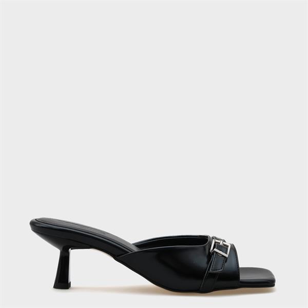 Capone Millie Blunt Toe Medium Heel Metal Buckled Women Black Sandals image 2