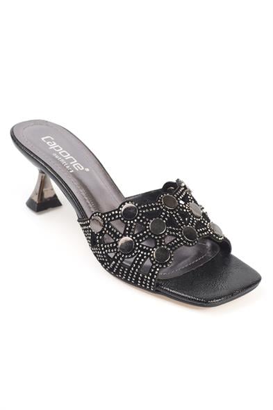 Capone Lona Blunt Toe Metal Accessory Hourglass Heel Crinkly Patent Woman Sandals image 5