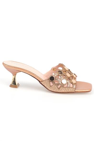 Capone Lona Blunt Toe Metal Accessory Hourglass Heel Crinkly Patent Woman Sandals image 4
