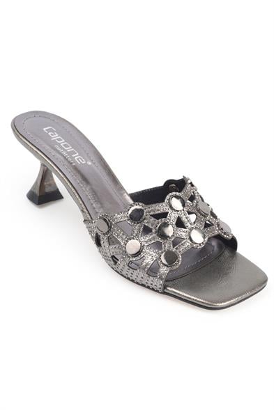 Capone Lona Blunt Toe Metal Accessory Hourglass Heel Crinkly Patent Woman Sandals image 5