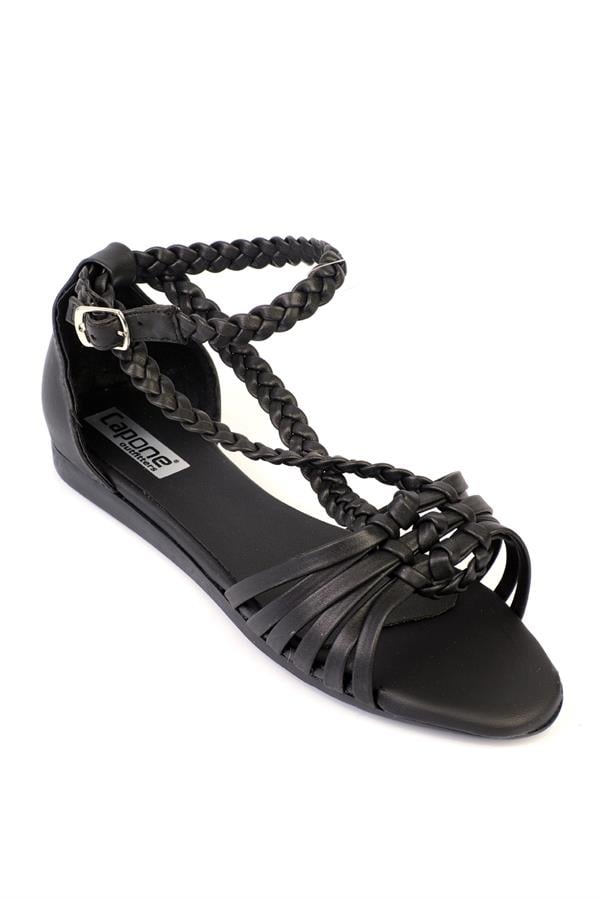 Capone Charleen Flat Heel Ankle Strap Women Black Sandals image 1