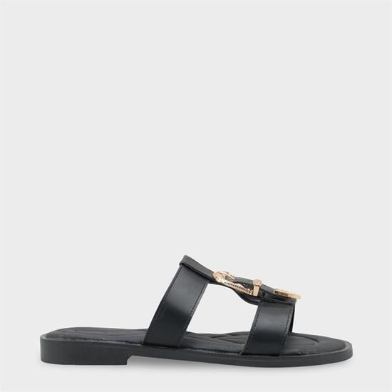 Capone Brynn Metal Buckle Flat Heel Women Black Sandal image 2