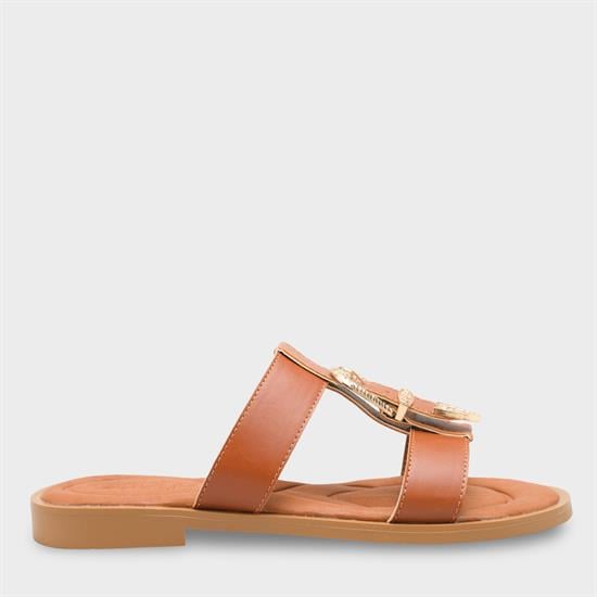 Capone Brynn Metal Buckle Flat Heel Women Tan Sandal image 2