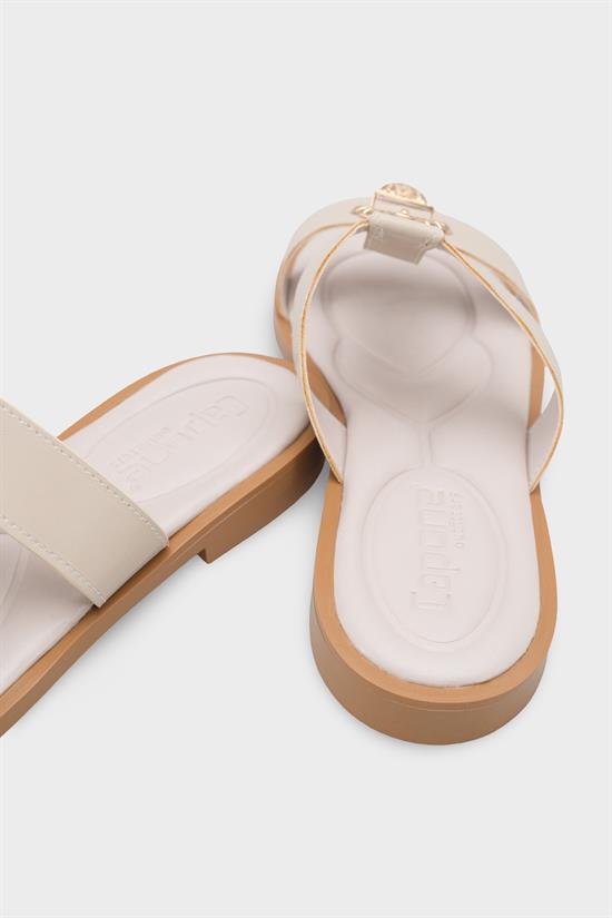 Capone Brynn Metal Buckle Flat Heel Women Beige Sandal image 5