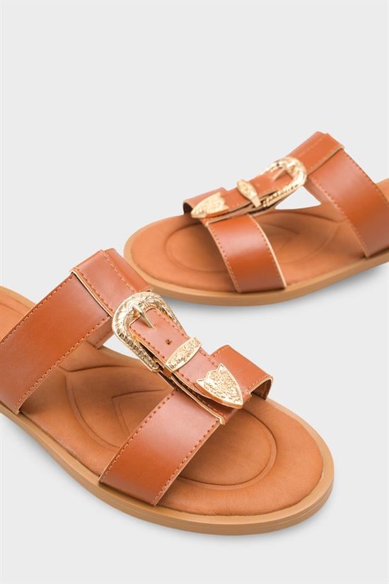 Capone Brynn Metal Buckle Flat Heel Women Tan Sandal image 5