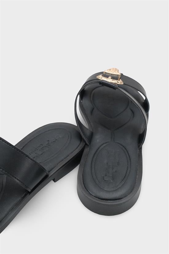 Capone Brynn Metal Buckle Flat Heel Women Black Sandal image 5