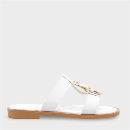Capone Brynn Metal Buckle Flat Heel Women White Sandal image 2