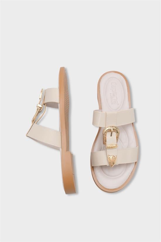 Capone Brynn Metal Buckle Flat Heel Women Beige Sandal image 6