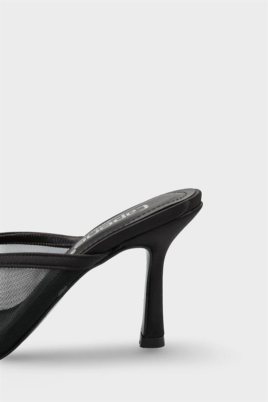 Capone Caitrin Mesh Satin Mid Heel Elegant Women Satin Black Sandal image 5