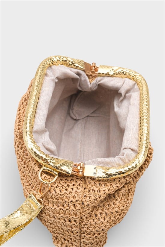 Capone Capri Raffia Look Drawstring Women Mink Bag image 6