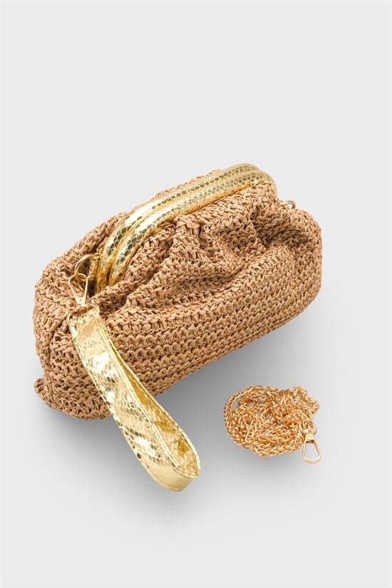 Capone Capri Raffia Look Drawstring Women Mink Bag image 4